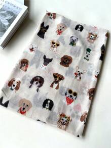 1pc Cute & Funny Dog Wearing Sunglasses Design Lightweight Versatile Fashion Scarf, Suitable For Spring/Summer Travel, Beach, Selfie, Women - Multicolor - View 3
