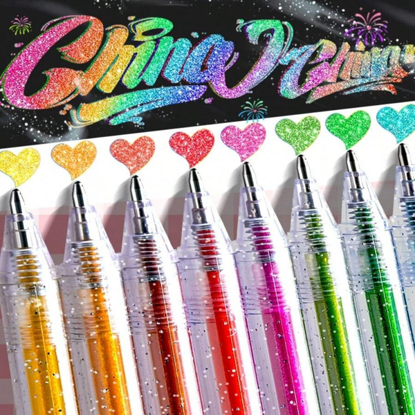 12/18/24/36/48 canetas de gel coloridas com glitter, conjunto de canetas esferográficas multicoloridas, marcadores/marcadores para desenho, diário, colorir, materiais de arte, papelaria criativa, presentes para crianças, estudantes, feriados, canetas, canetas de gel, artigos de papelaria, canetas, canetas de gel, canetas com glitter, canetas de gel, canetas para colorir, glitter, volta às aulas