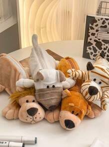 1pc Cartoon Cute Animal Large Capacity Pencil Case Plush Animal Storage Bag,Back To School,School Supplies,Pencil Pouch,School Bag