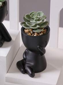 1 pieza/3 piezas Suculenta artificial, planta de suculenta individual pequeña en maceta, con tres formas a elegir, maceta negra, forma de dibujo animado, material PP, material PE, verde, decoración de mesa, decoración del hogar, decoración del jardín, escuela, dormitorio, decoración de oficina