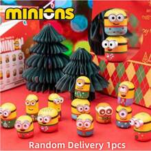 Holiday Edition Minions Stackable Figures Cartoon Puzzle Blind Box Toy Mini Bean Blind Bag Desktop Ornament Birthday Gift (Random Delivery, 1pc) - Multicolor - View 1