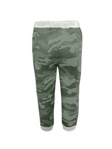 Plus Women's Summer Camouflage Printed Pants With Drawstring Bottoms - Dark Green - View 3