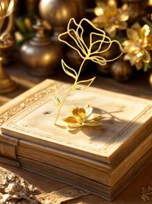 4pcs Rose Flower Metal Bookmarks, Delicate Bookmarks, School & Office Supplies, Suitable For Book Lovers, Readers, Birthday, Holidays, Writers, Friends, Teachers, Students As Stationery Gifts, Hollow-Out Design, Metal Texture