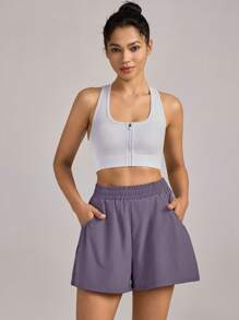 VUTRU 1 pieza VUTRU Pantalón corto con cintura elástica y bolsillos, ligero para yoga, estudio y gimnasio en verano