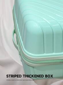 PP Material Travel Suitcase, 24-Inch Silent Spinner Luggage, 20-Inch Carry-On, Large Capacity With Password Lock, 14-Inch Makeup Case Graduation - Purple - View 6