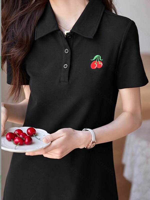 Vestido corto de cuello polo de manga corta para mujer, vestido mini de talle alto y ajuste ceñido de alta gama, verano 2025