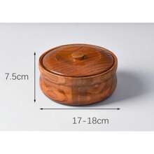 1pc Handmade Wooden Covered Serving Bowl - Suitable For Rice, Noodles And Soup - Ideal Kitchen And Dining Accessory
