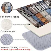 1pc/2pcs Classic Dark-Colored Wood Grain Pattern Kitchen Floor Mat, High Rebound Memory Foam, Water Absorbent, Anti-Slip, Suitable For Kitchen, Bathroom, Hallway, Entryway, Dining Room And Other Home Decor