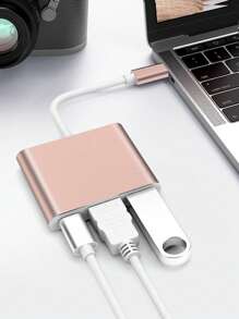 Adaptador USB-C a | Convertidor Tipo-C a Divisor | Hub de expansión multifuncional de 3 en 1 adecuado para portátiles, computadoras de escritorio y tabletas con Tipo-C - Multicolor - Ver 2