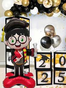 1 pieza Globo de aluminio de 46" con forma de gorro de graduado, decoración para ceremonia y fiesta de graduación, apto para actividades de campus y fiestas de graduación, adecuado para uso en interiores y exteriores