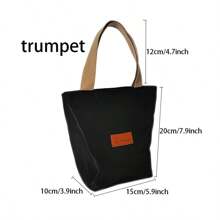 New Nylon Lunch Bag Tote For Women, Work Bento Organizer Maternal Soft Bag, Zippered Waterproof Hand-Held Casual Handbag - Black - View 4