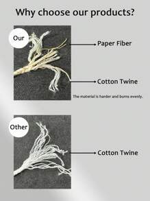 Bộ 100 bấc nến, bấc nến tự nhiên không khói, bấc nến uốn cong để làm nến thơm, vật liệu làm chậu nến tự làm từ đậu nành có bấc sáp bền, phụ kiện bấc - lõi sáp - Xem 3