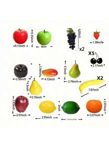 Paquete de 20 piezas de fruta artificial, frutas falsas para decoración del hogar, set de fruta simulada, decoración para fiesta festiva, modelos de frutas para toma de fotos, fresas, mangos y plátanos falsos