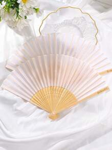 5pcs&1pc Silk Folding Fan, Black And White Fan For Bride And Bridesmaids, Bachelorette Party Wedding Bridal Shower Decoration, Bridesmaid Gift Wedding Decoration, Perfect For Wedding, Dance, Photography And Cheongsam Accessories - Elegant And Convenient Accessories For Any Occasion