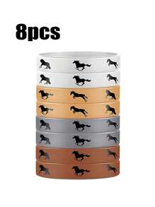 4/8/12pcs Cowboy Party Horse Rubber Bracelets Silicone Horse Race Wristbands Western Themed Horse Party Favors Decoration