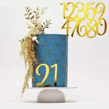 10pcs 0-9 Acrylic Number Combination Cake Toppers Cupcake Decoration Picks For Party Desserts - Gold - View 3