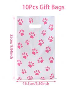 10/25/50 件粉色爪印礼品袋、礼品包装袋、节日派对礼品袋、手提袋、礼品包装袋、储物袋、主题派对装饰、1 岁生日派对装饰、婚礼用品、新娘送礼会回礼、迎婴派对装饰、性别揭秘派对用品、节日生日礼物 - 粉紅色爪印 - 查看 7