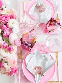 1pc Valentine's Day Napkin Ring, Pink Heart Shaped Napkin Holder, Wedding Party Dining Table Decor - Multicolor - View 6