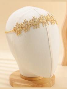 Exquisita cadena para el cabello con forma de gota de agua y borla, tocado de novia argelino, cadena con decoración de rhinestone, longitud ajustable