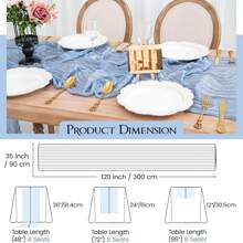 Juego de 6 caminos de mesa de gasa azul grisácea, decoración de mesa romántica de estilo campestre bohemio - para bodas, fiestas, cumpleaños, despedidas de soltera, compromisos, decoración del hogar
