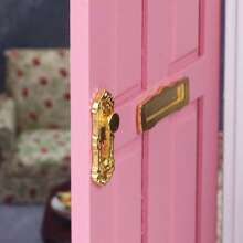 1 套微型娃娃屋门装饰配件：（不含主门）1/12 比例逼真门锁、钥匙、门环、邮箱，复古风格，非常适合娃娃屋装饰硬件
