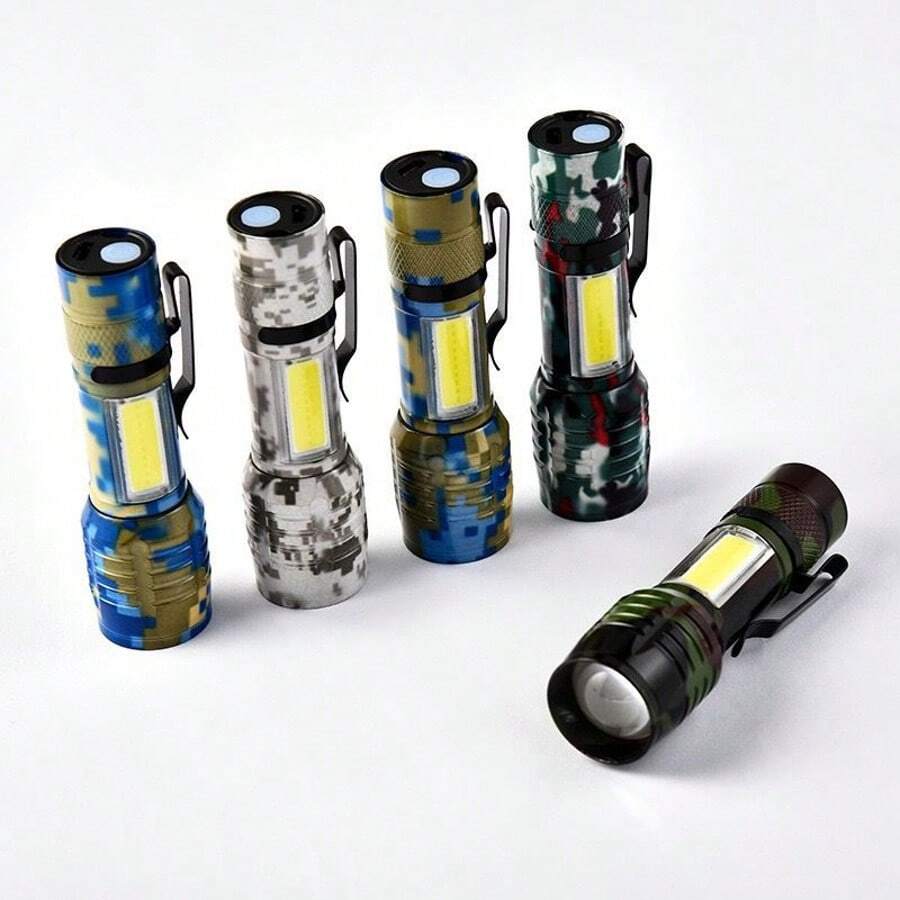 Camouflage Zoomable Flashlight, USB Rechargeable Pen Holder, Mini LED Flashlight For Home And Outdoor - Camouflage Random - View 1