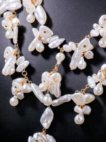 juran 2pcs/Set Baroque Style Faux Pearl Luxurious Statement Necklace For Women