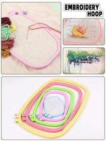 1 bastidor retangular multicolorido para bordado artesanal faça você mesmo, feito de material ABS de alta qualidade com design de ranhura, adequado para ponto cruz, agulha de perfuração, tensão segura do tecido, pode ser usado como decoração para o Halloween, Natal, desktops, bolsas, enfeites de carro