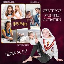 Harry Potter Hoodie Blanket Fleece Wearable Warm Oversized Hogwarts Gryffindor Quidditch Golden Snitch Gift - Multicolor - View 3