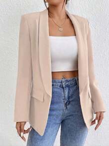 Women's Maxi Social Blazer Open Elongated Modern Social . - Màu be - Xem 1