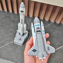 Spacecraft + Rocket Launch Center, Science Experiment Learning Aerospace Knowledge, Astronaut Model, Children Christmas Gift Toy,Back To School - Grey - View 3