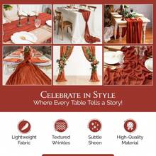 6pcs Rust Brown Cheesecloth Tablecloth, Boho Rustic Sheer Fabric Romantic Table Decor - Suitable For Wedding Party Birthday Bridal Shower Engagement Home Decor