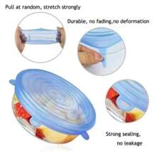 Stretchable Silicone Kitchen Lid, 6-Piece Accessory, Reusable, Airtight, For Food Packaging, Keeps Food Fresh - Random - View 9