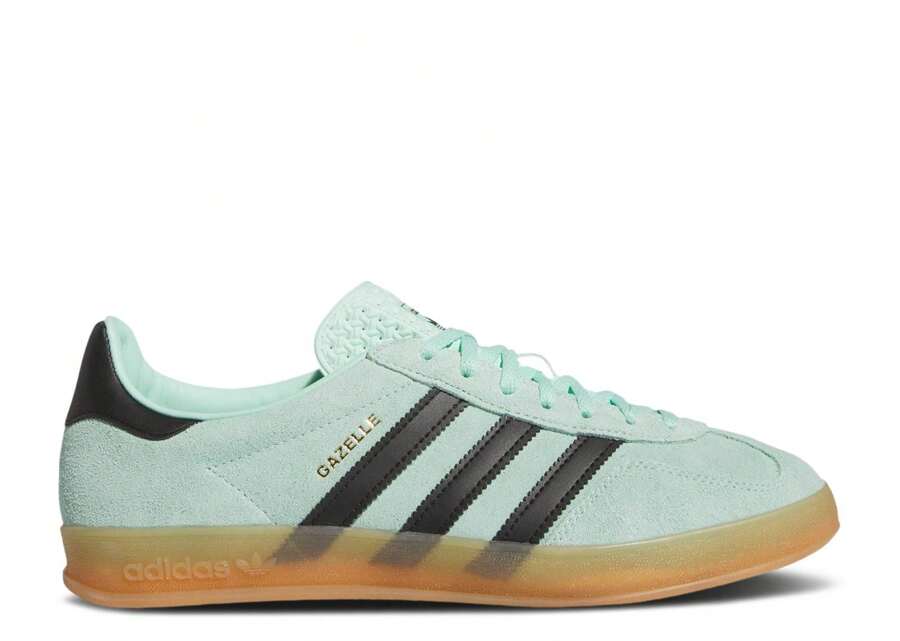 Adidas Originals Gazelle Indoor 'Clear Mint Black Gum' Shoes For Men, IH7488, Casual Low Top Sneaker - 透明薄荷黑口香糖 - 查看 1