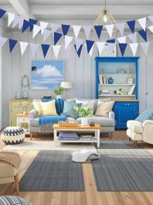 4 件海军蓝、白银派对装饰皇家蓝三角旗横幅，多色毡三角旗彩旗，适用于狂欢节主题毕业典礼生日婚礼新娘送礼会航海 Ahoy Achor 主题派对装饰用品、户外活动教室装饰、夏季母亲节毕业典礼 - 彩色 - 查看 5