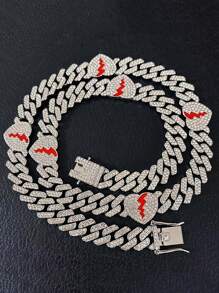 1pc Exquise gebroken hartvormige ketting, Unisex Punk Stijl Hip Hop Mode Liefdesketting Link Heren Sieraden, Multi-Layer Plating Constructie