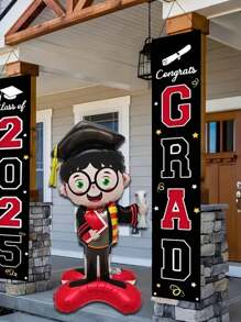 1 pieza Globo de aluminio de 46" con forma de gorro de graduado, decoración para ceremonia y fiesta de graduación, apto para actividades de campus y fiestas de graduación, adecuado para uso en interiores y exteriores
