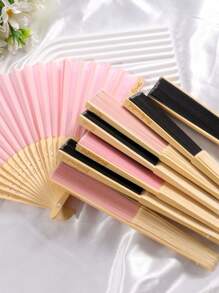 5pcs&1pc Silk Folding Fan, Black And White Fan For Bride And Bridesmaids, Bachelorette Party Wedding Bridal Shower Decoration, Bridesmaid Gift Wedding Decoration, Perfect For Wedding, Dance, Photography And Cheongsam Accessories - Elegant And Convenient Accessories For Any Occasion