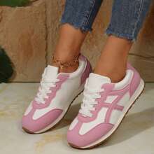 Women's Retro Casual Shoes - Comfortable Lace-Up Design For Running & Walking - Pink - View 4