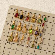 1 件不锈钢镀 18K 金锆石吊坠，适合 DIY 项链、手链和女士珠宝礼物 - 金色 - 查看 2