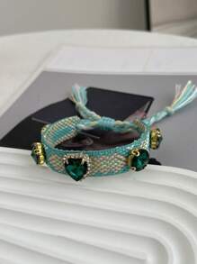 一套波西米亚风创意时尚首饰套装,适合女性和姐妹佩戴。优雅迷人的合金戒指镶嵌心形水钻,是情人节、日常约会、派对、节日和假日的完美礼物。尺寸可调节,红色首饰。 - 編織流蘇手繩 - 查看 17