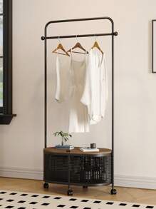 Decoración del hogar, perchero metálico con ruedas para colgar ropa, de estilo crema con motivos de líquenes colgantes, de montaje rápido