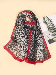 1pc Women's New Lightweight Chiffon Leopard Print Scarf, Shawl, Abaya, Small Scarf, Silk Scarf, Sun Protection Scarf, Suitable For Everyday Use, Spring/Summer - Multicolor - View 8