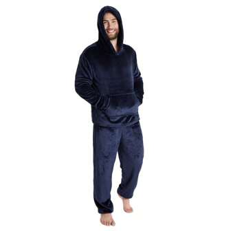 City Comfort Pyjama Set Warm Fleece With Fluffy Hoodie
