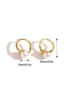 1 paire de boucles d'oreilles en cuivre plaqué or avec faux perles, convient pour le port quotidien des femmes et comme cadeau de fête