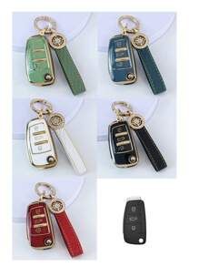 1个全新TPU汽车钥匙扣保护套，带钥匙链，适用于奥迪A3、A6、C5、C6、Q3、Q2、Q7、TT、TTS、R8、S3、S6、RS3、RS6、A4，保护配件，优雅高端钥匙扣，女士适用 - 羅馬數字扣 - 查看 13