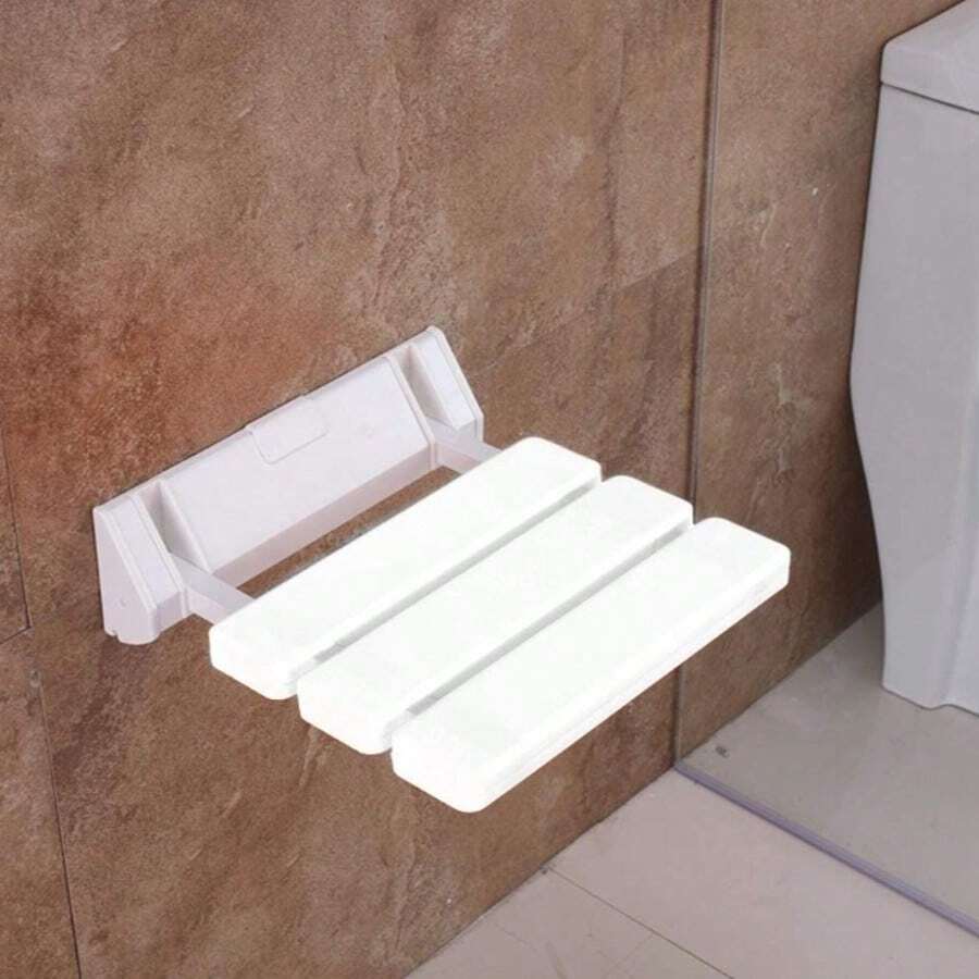 Shower Folding Seat Wall-Mounted, Shower Seat Foldable Folding Seat Shower Load Capacity Up To 130 Kg, Fits In The Bathtub, Bath Chair Shower Stool Bath Stool Stool Shower Chair For Seniors And Disabled People White - 白色 - 查看 1