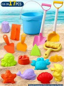 Giocattoli da spiaggia per bambini, set di giocattoli per la sabbia estivi. Comprende kit di attrezzi da spiaggia, stampi, giocattoli per la sabbia adatti per viaggiare, set di giocattoli per la sabbia con ruota per l'acqua, set di attrezzi da spiaggia, secchio, annaffiatoio, stampi.