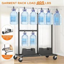 Heavy Duty Clothes Rack Load 405 LBS, Metal Garment Rack, Clothing Racks For Hanging Clothes With Wheels, Rolling Commercial Portable Rack, Gold
