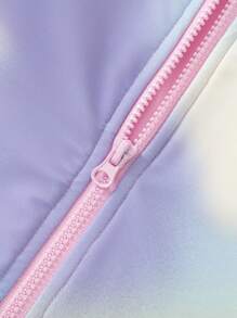 Balabala Girls' High-Stretch One-Piece Swimsuit, UV Protection & Printed - Purple - View 4